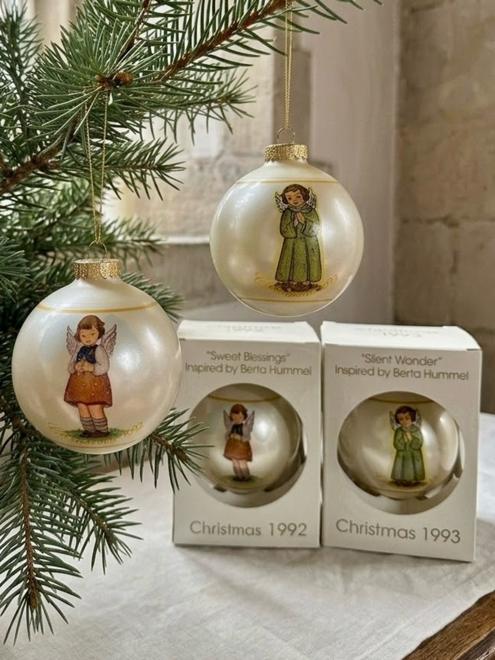Vintage Berta Hummel Schmid Ornament Lot 1992 1993 Sweet Blessings Silent Wonder